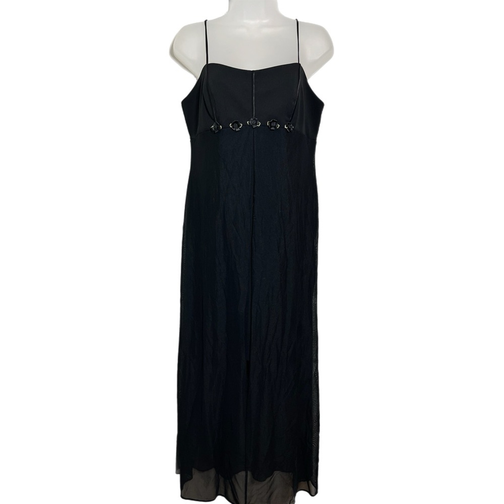 Vintage 90s Black Sheer Mini Maxi Black Rose Gothic Grunge Emo Dress